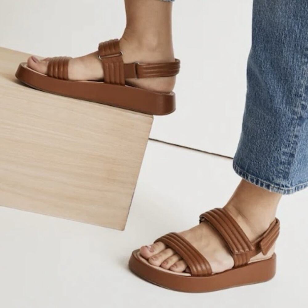 Madewell The Emmalee Platform Sandal Double Strap Womens Size 8 English Saddle